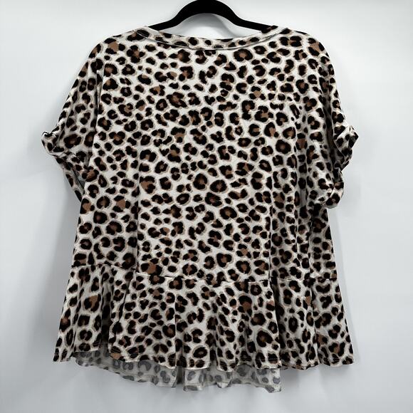 Altar'd State Shirt Womens Large Leopard Animal Print Ruffle Hem Trendy Top - Picture 4 of 9
